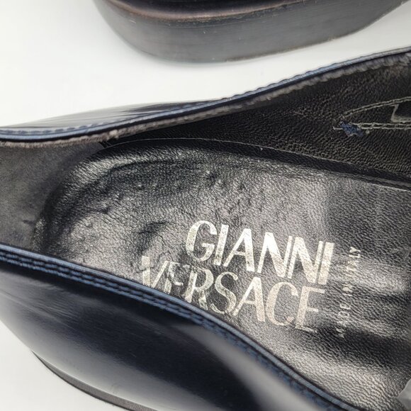 Versace Blue Loafer Slip on shoes size 10 Italian Designer Business Casual - Picture 10 of 11